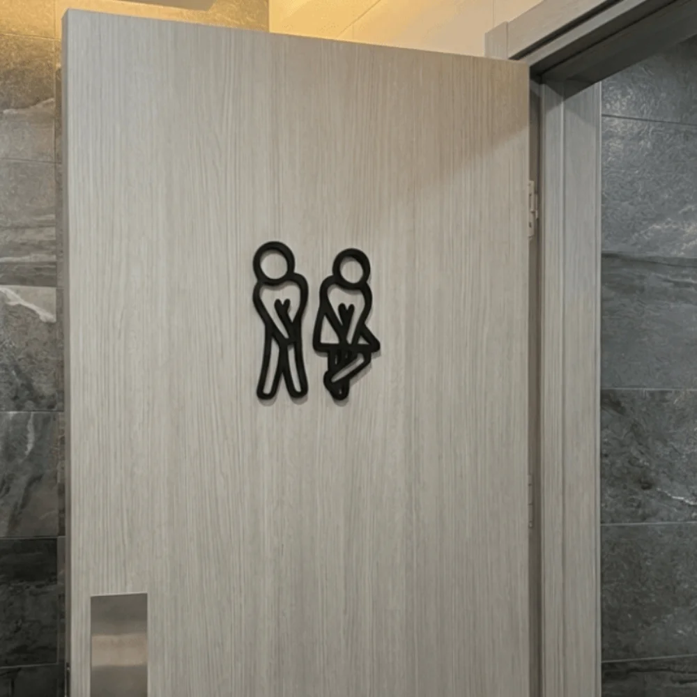 Creative 2D Flat WC Door Signs 12cm Funny Gender Signs Wooden Decorative Toilet Signage Cafe