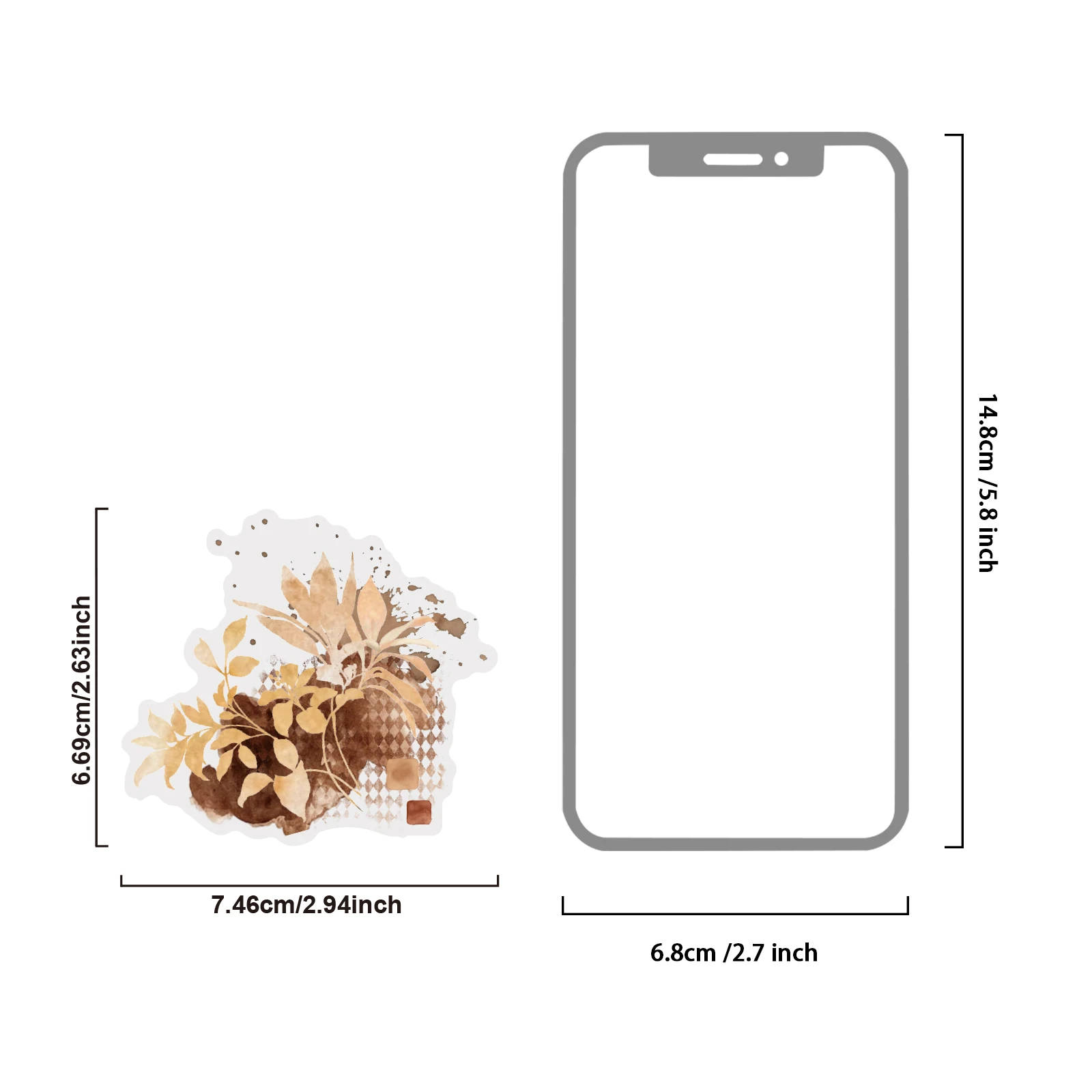 Etori Life 20pcs vintage brown plant-themed stickers with a gradient dry leaf pattern, suitable for DIY scrapbooking, envelopes, laptops, phone backs, handbags, guitars, water bottles, sticker books, scrapbooking supplies, room decoration, art aesthetics, school supplies, children's stationery stickers, and gifts for friends