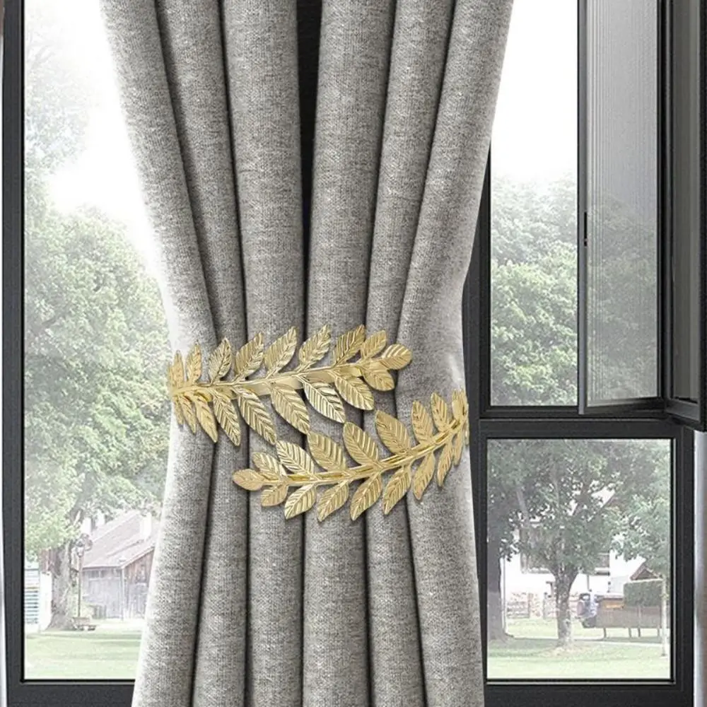 New Leaf Shape Metal Curtain Tiebacks Adjustable Clip Vintage Style Curtain Pull Hook Buckle Clip Curtains Tie Holder Home Decor