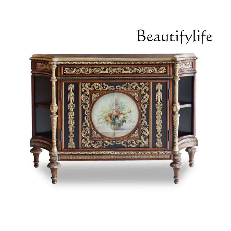 Light luxury English furniture, hand-painted corridor aisle decorative storage cabinet designer model