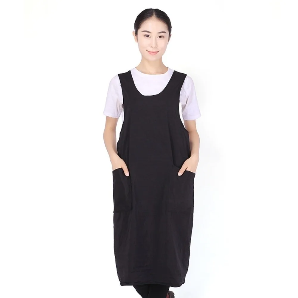 

Professional Barber Shop Work Clothes with Pockets Antistatic Cross Hairdressing Apron Unisex Soft Hair Salon Uniforms