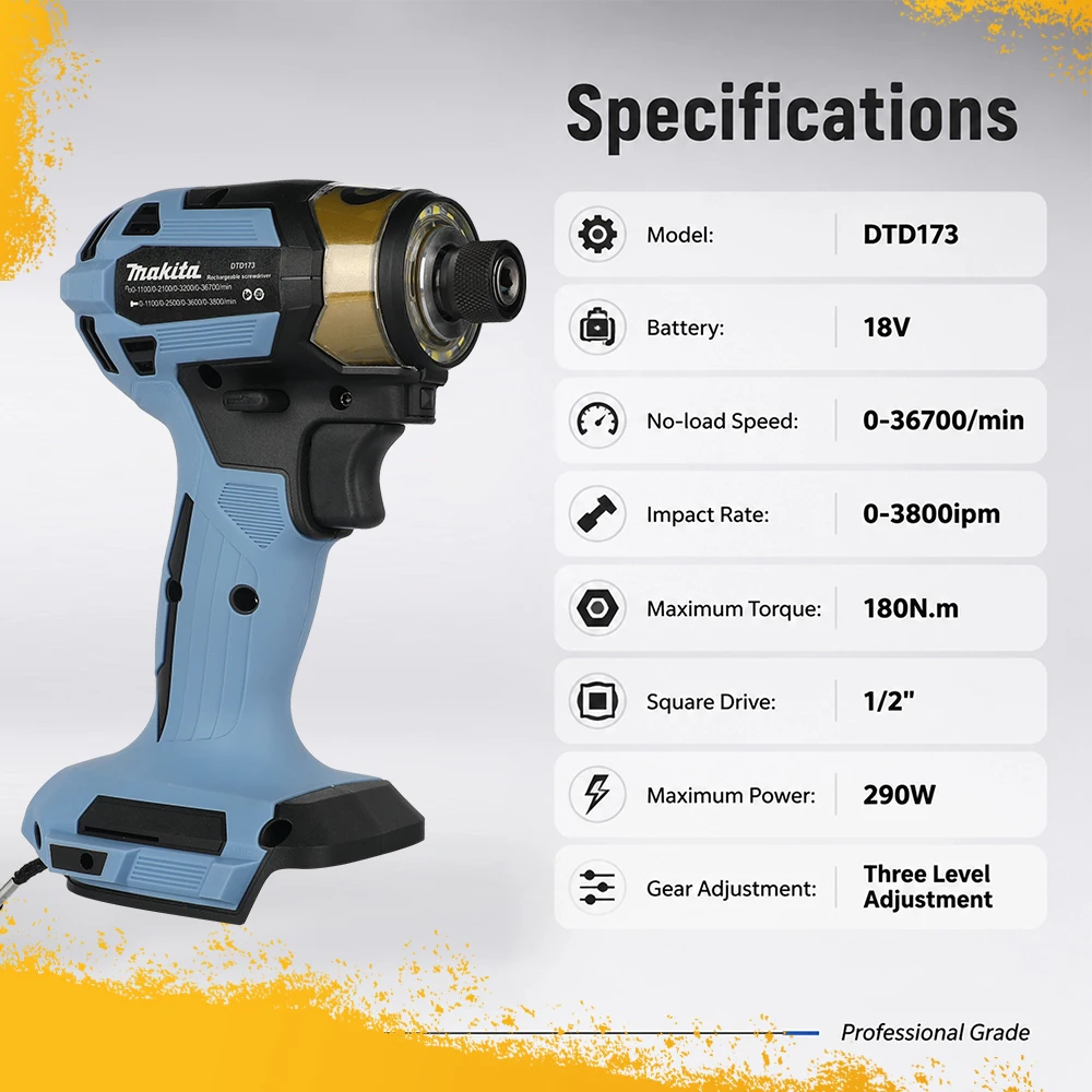 For Makita 18v Battery Pins DTD173 Commemorative Edition Rechargeable Impact Screwdriver, Electric Drill, Electric Screwdriver image 5