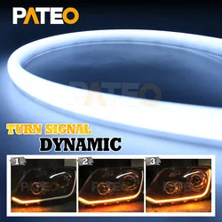 LED Strips for Headlight White DRL Flowing Sequential Yellow Turn Signal Dynamic Flexible Strip Universal Car Light Retrofit Kit