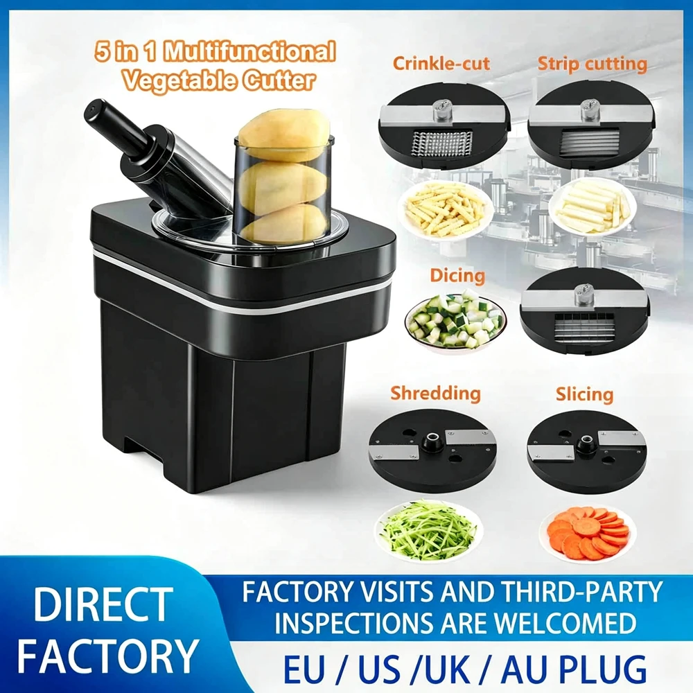HomeWise GP-880 Multifunctional Vegetable Cutter 5-in-1 Discs Slicing Shredder 300W Pure Copper Motor Dual Feed for Kitchen