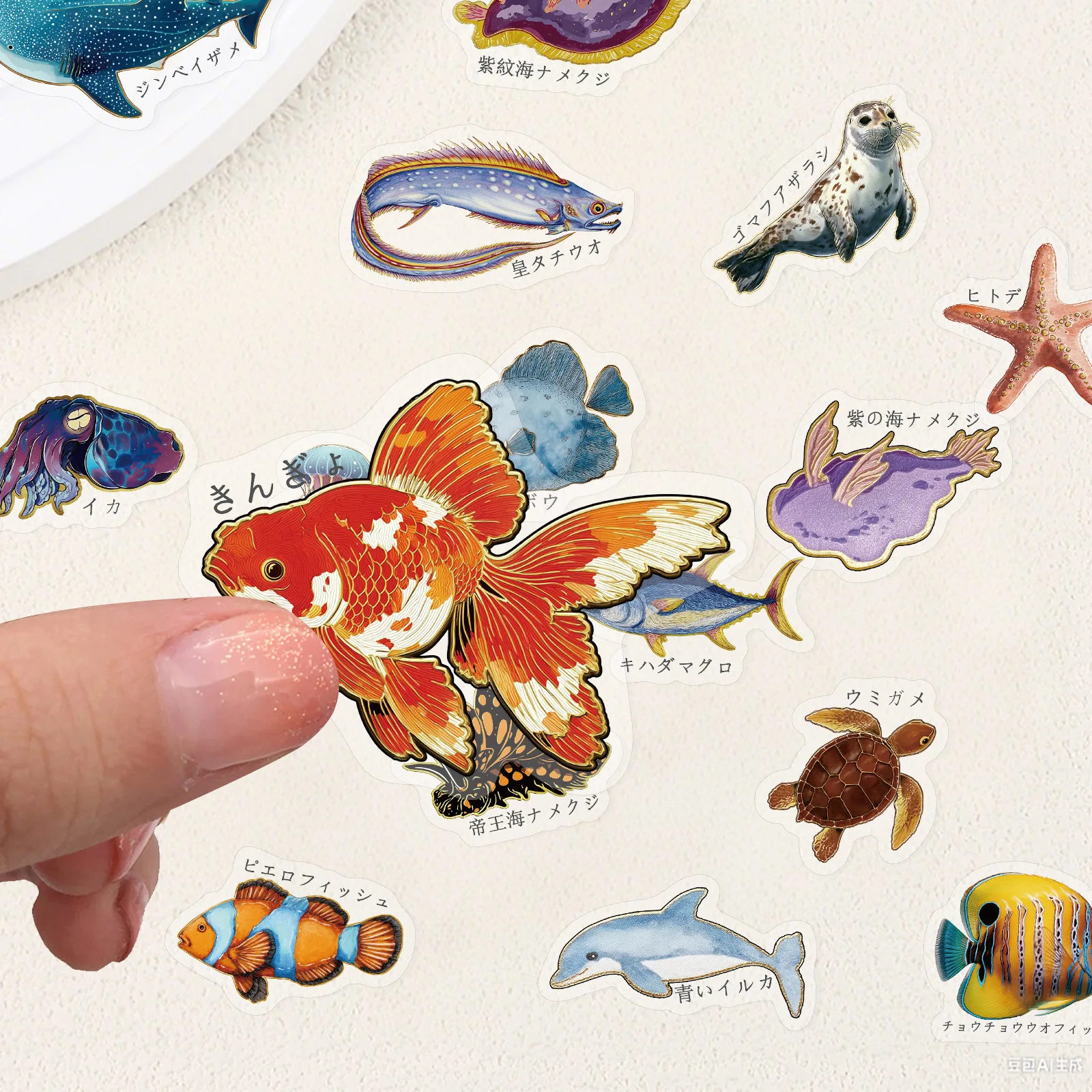 50PCS Creative Japanese Ocean Creatures Transparent Stickers DIY Waterproof Decals for Water Bottles, Laptops, Scrapbooks