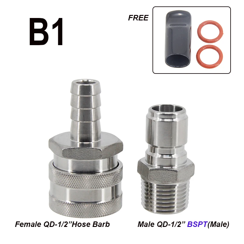 Homebrew Beer Quick Disconnect Set 304 Stainless Steel Ball Lock Style