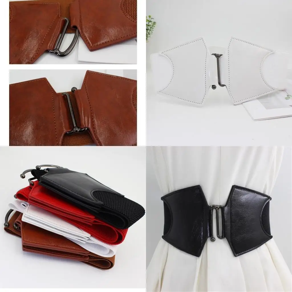 

652F Fashion Wide Corset Belt Women Elastic Waspie Belt for Dress Waist Cincher Down Waist Shaper Waist Decorations