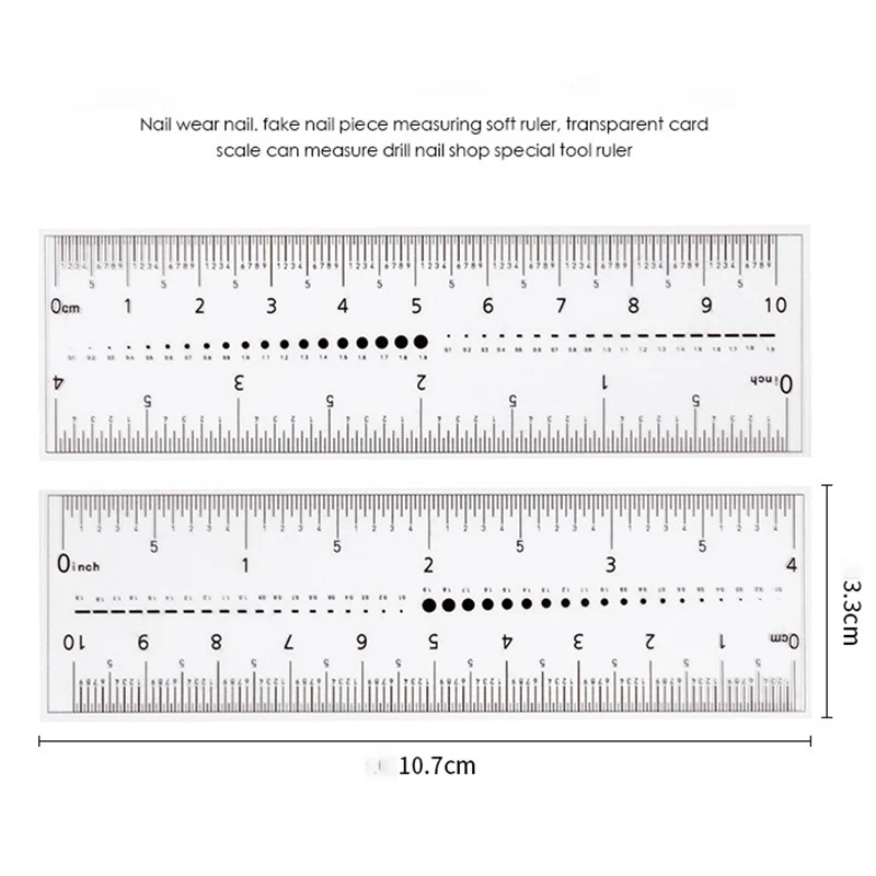 Misscheering Manicure PVC Clear Soft Ruler Transparent Card Scale Can Measure Drill Nail Shop Special Tool Ruler