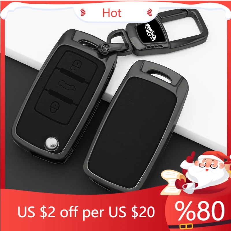 

Горячий кожаный чехол для ключей из цинкового сплава для VW Volkswagen Polo Golf Passat Tiguan Beetle Caddy T5 Up Eos Skoda Oct, внутренние наклейки