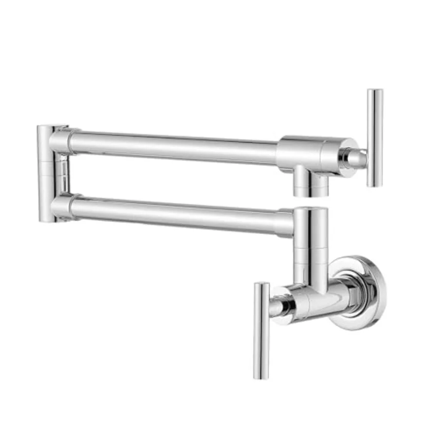 

Commercial Wall Mount Pot Filler Faucet with Folding Double Joint Swing Arm for Kitchen Island Rotatable Design for Flexible Wa