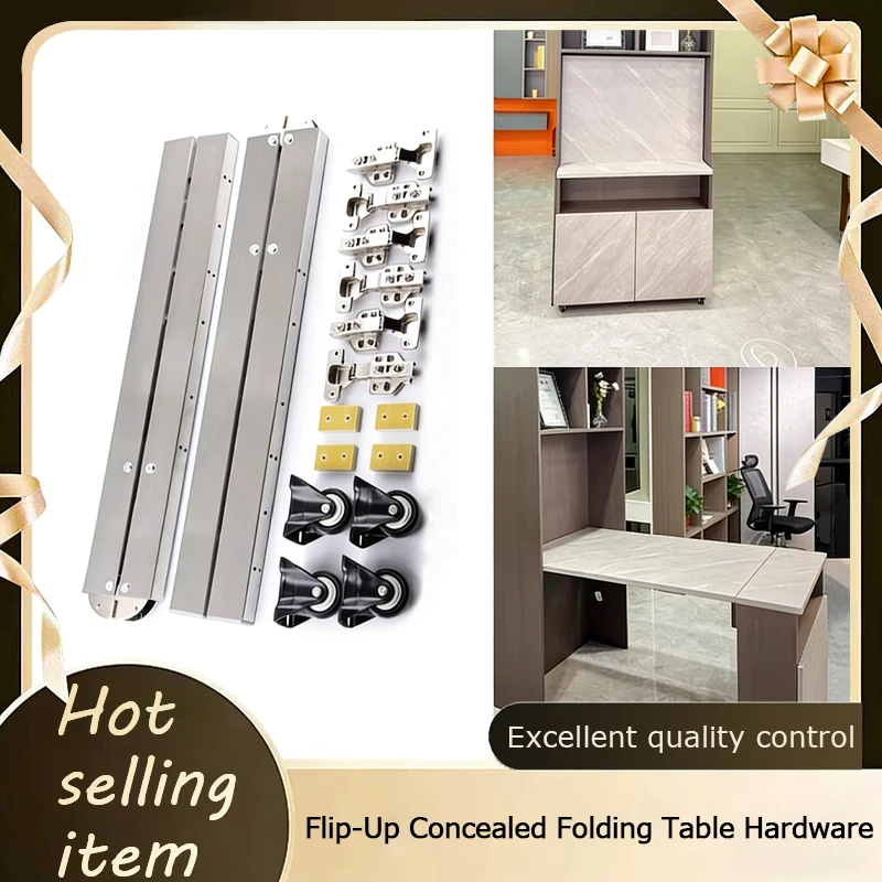 

Flip Up Hidden Folding Table Hardware Multifunctional Invisible Retractable Desk Bar Table Custom Silent Sliding Track Rails