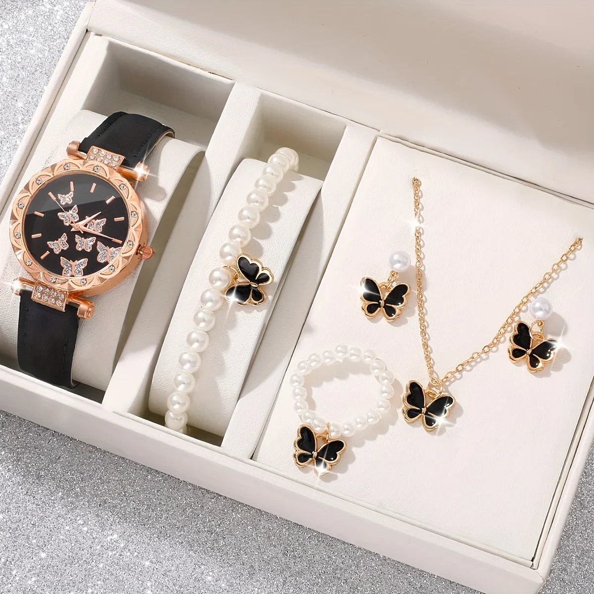 1 set of new fashionable and trendy women\'s quartz watch set, the best choice for gift giving to the gentle one