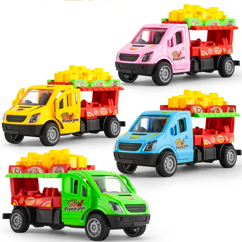Crianças batatas fritas puxar para trás carro brinquedos educativos simulação batatas fritas caminhão de comida rápida brinquedo inércia carro mini jogar casa brinquedo presente