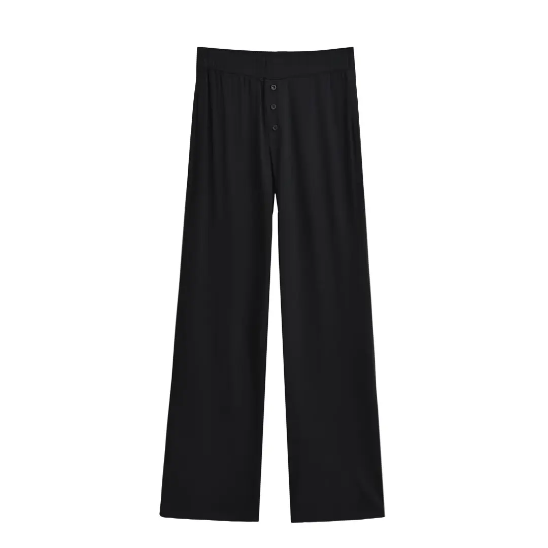 ارتفاع الخصر فضفاضة مريحة اليوغا الرياضة مستقيم الساق عارضة السراويل النسائية واسعة الساق السراويل الطويلة Faionable كل مباراة #3