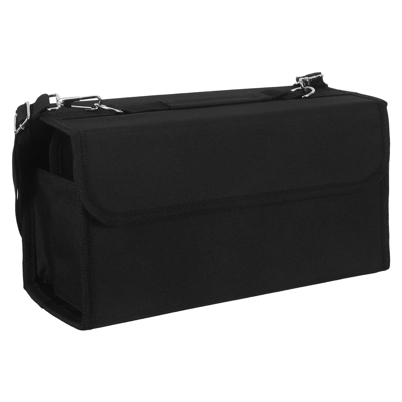 80 Slots Marker Storage Bag Solid Color Portable Case Carrying Handle Elastic Straps Artist Marker Organizer Travel Makeup Brush