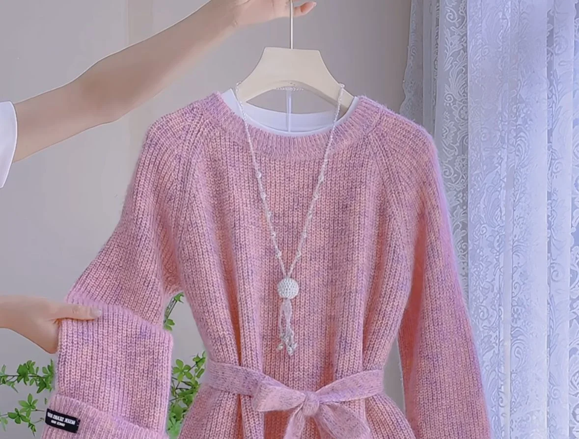 

Knee Length Pullovers Christmas Sweaters Jumpers Women Chic Regular Office Dancers Sequined Patterned Spliced Polka-Dot Edge Ins