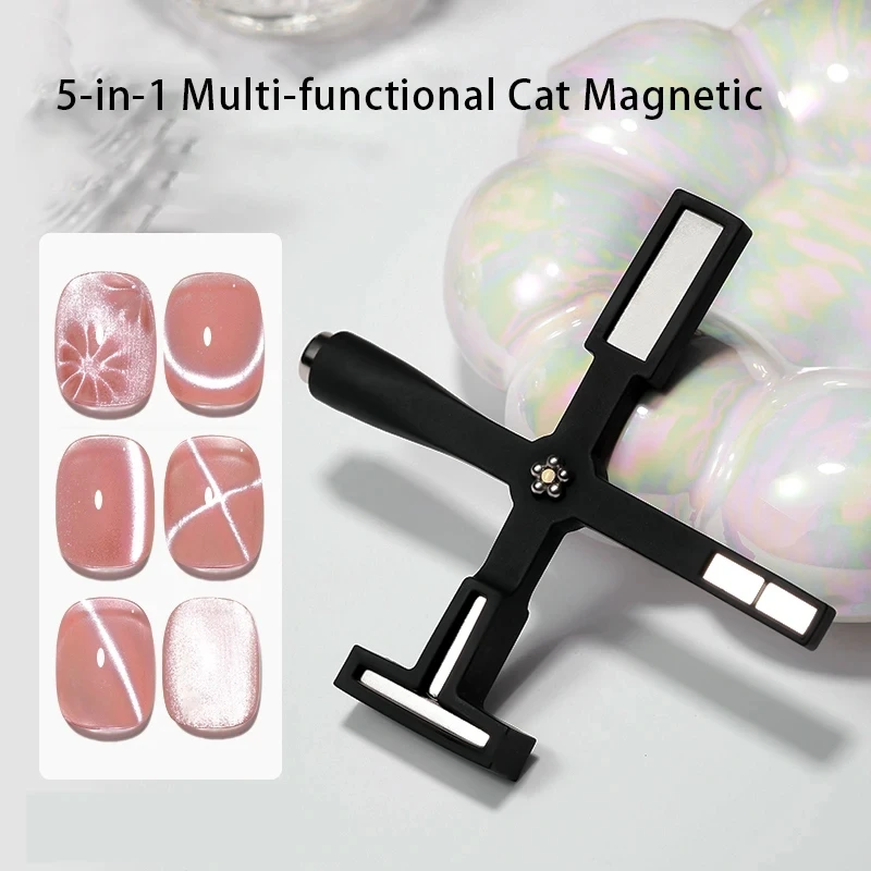 5 in 1 Nail Art Magnet Stick with Sleeve Cat Magnetic Gel for Nail Gel Polish Line Strip Multi-function Magnet Board Nail Tool