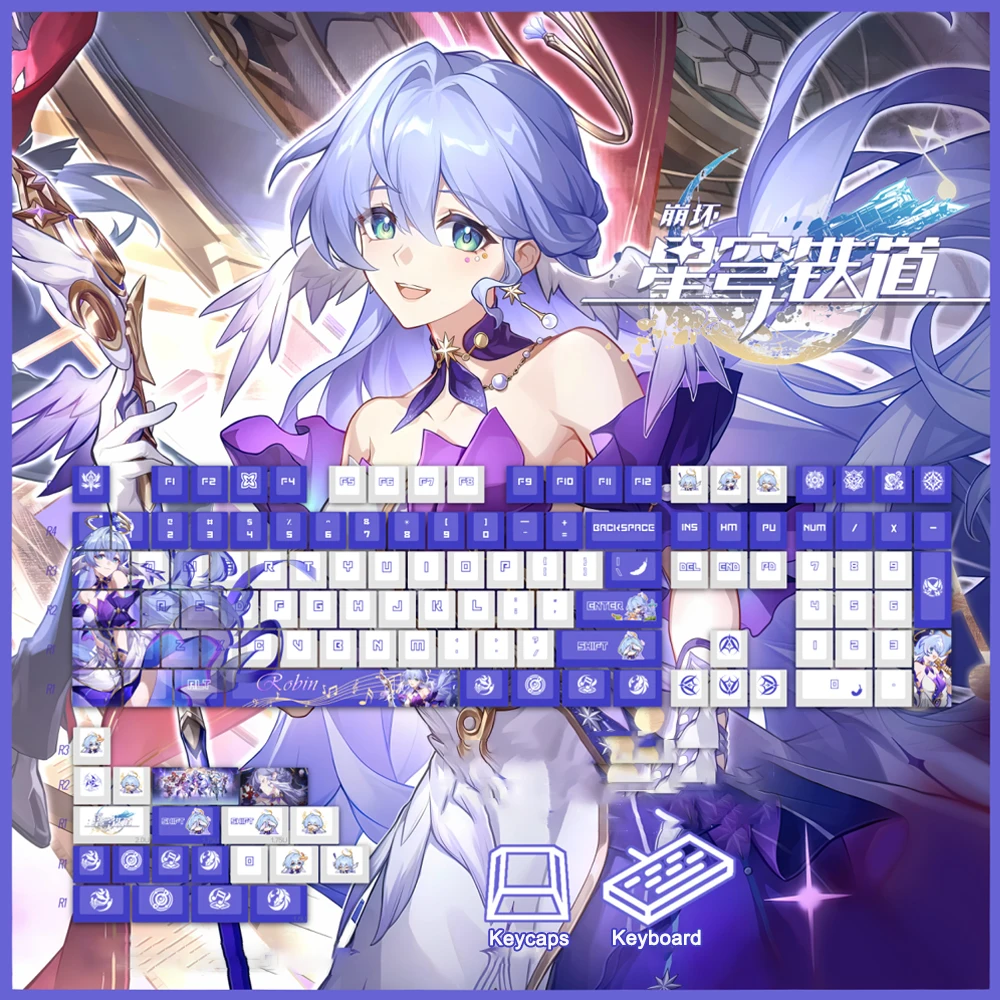 

1 Set Honkai Star Rail Robin Keycaps PBT Dye Subbed Key Caps Cherry Profile Anime Cartoon Gaming Keycap For MX Switches Keyboard