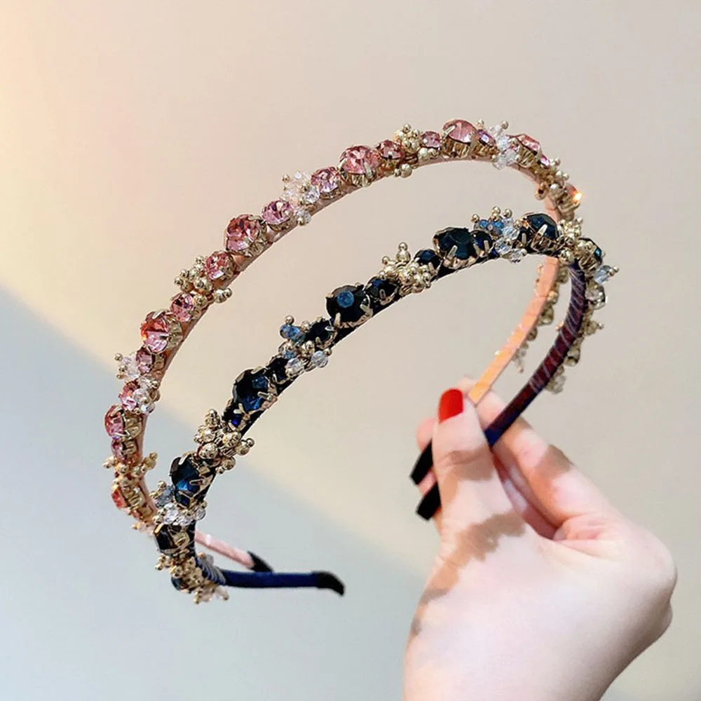 Retro Crystal Hairband Elegant Shiny Hair Accessories Sweet Headband Girls Hair Hoop Korean Style Hair Hoop Rhinestone