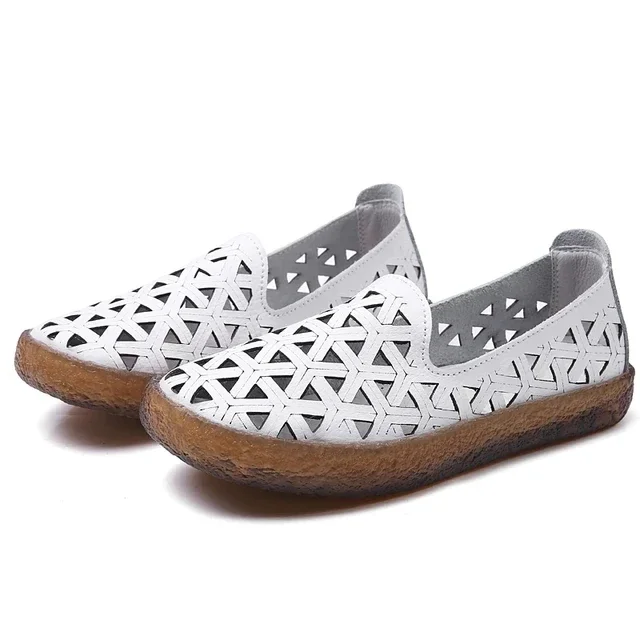 New Women Flats 2024 Autumn Woman Loafers Genuine Leather Female Shoes Slip On Ballet Bowtie Women\'s Shoe Size 35-41