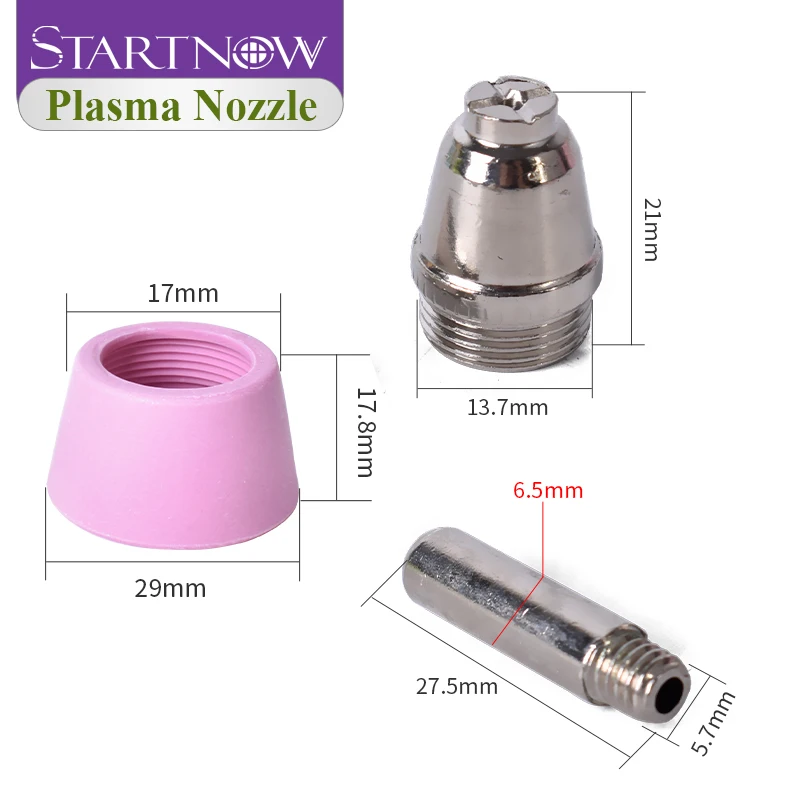 Startnow Plasma AG60 25PCS Nozzle Caliber 1.3 Electrode Shield Cups Kits SG55 WSD60 For Plasma CNC Cutters Consumables