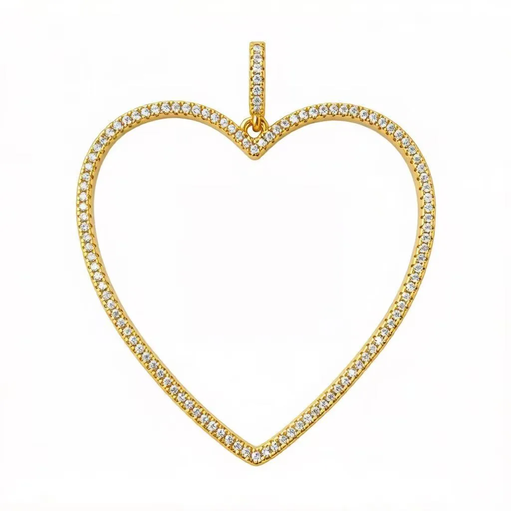 5Pcs/Lot Zircon Pave Big Copper Heart Charms Jewelry Accessories for Women DIY Handcraft Necklace Earring Making