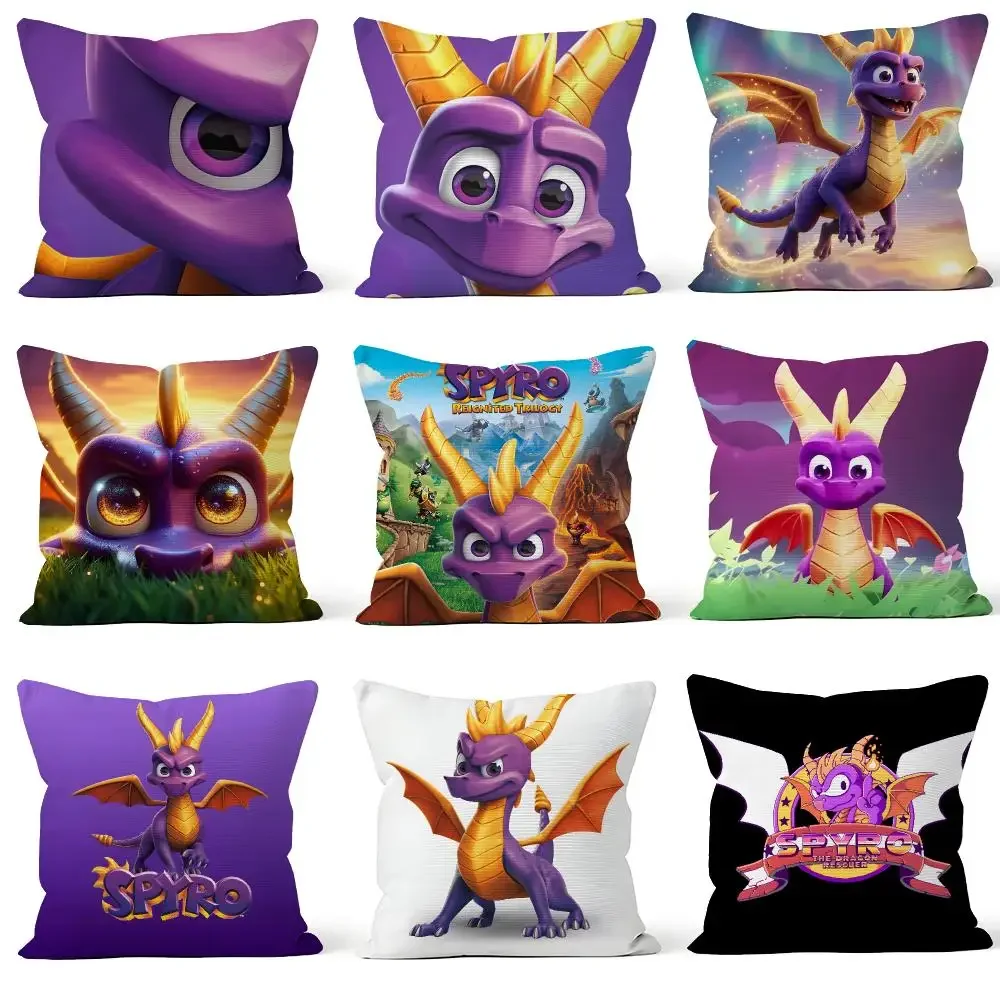 Game Spyro the Dragon Sparx Ripto Elora Cushion Cover Throw Pillow Soft Short Plush Cozy Durable For Sofa Bedroom Home Decor