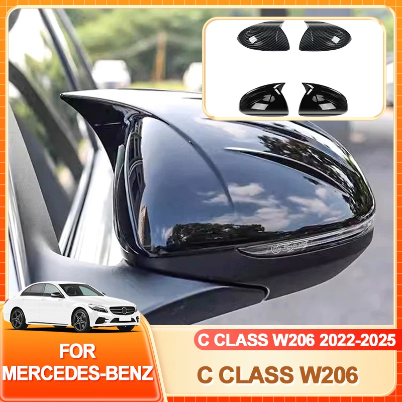 

Наклейки для интерьера, автомобильное зеркало, декоративная крышка, накладка, корпус из углеродного волокна для Mercedes Benz C Class W206 2022 2023 2024