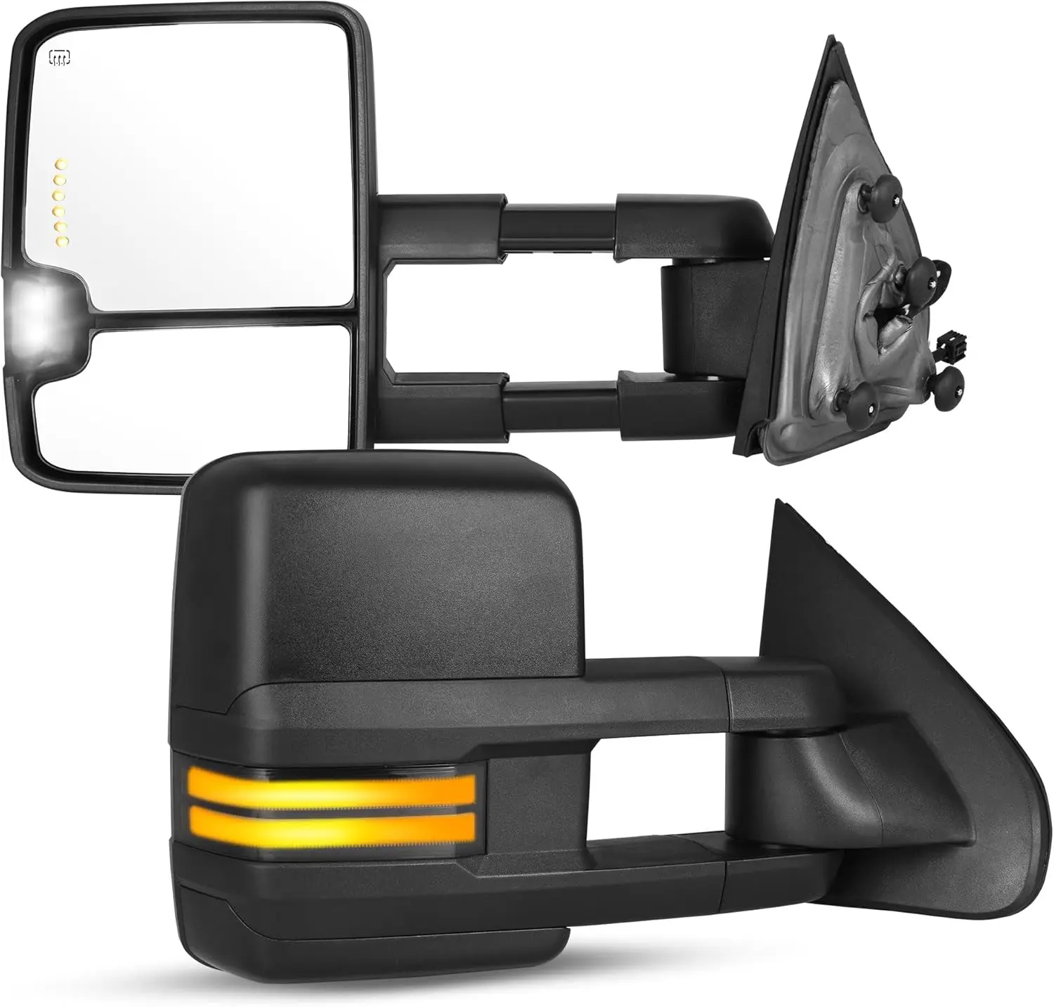 Towing Mirrors Compatible with 2014 2015 2016 2017 2018 Silverado Sierra 1500 2500HD 3500HD, LED Tube Turn Signal Ligh