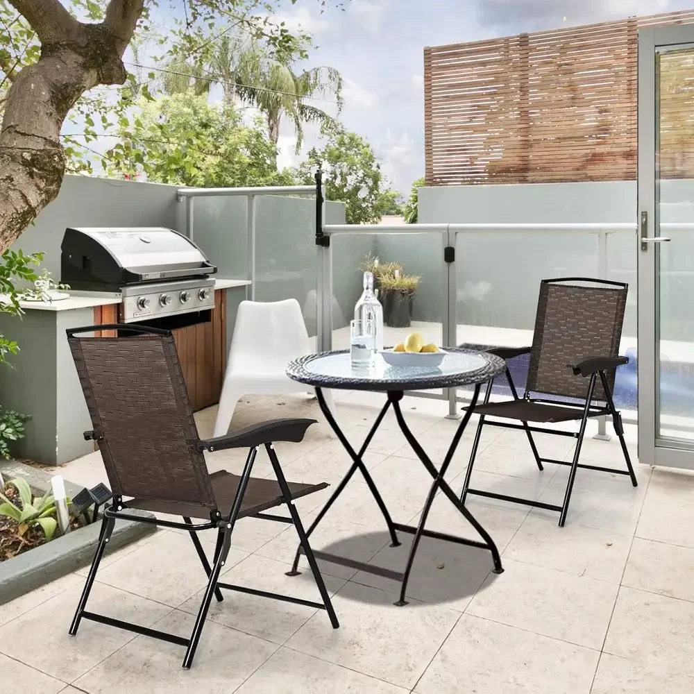 2-Piece Patio Dining Chair Set, Adjustable Sling Back with Armrests, Portable Outdoor Lawn, Garden, Beach, Pool Deck Chairs
