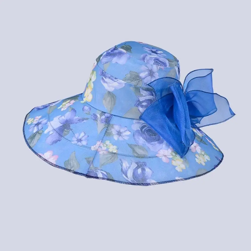 

Windproof Rope Mom Fisherman Hat Foldable Portable Thin Bow Sunshade Cap Detachable Bow Breathable Summer Basin Cap Women
