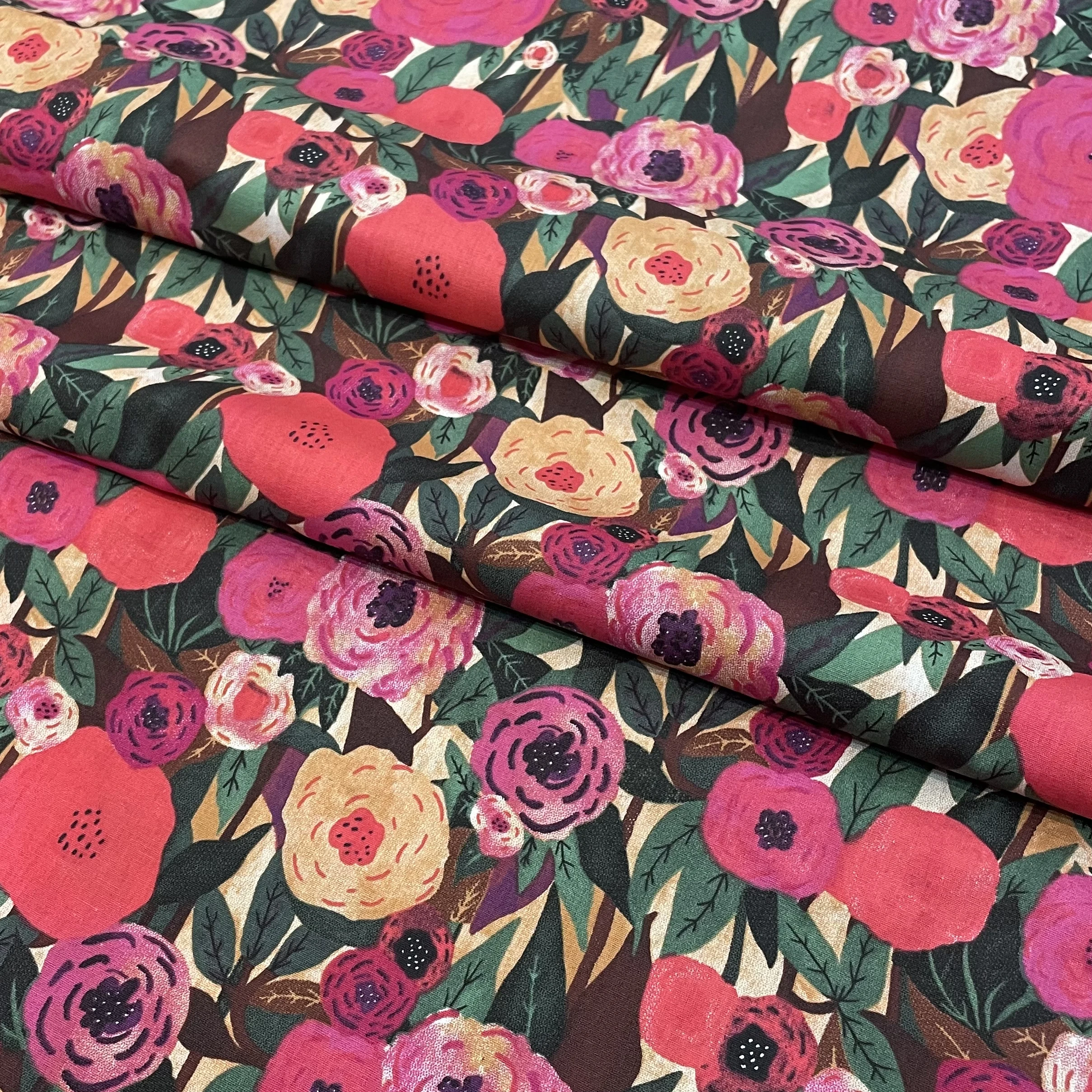 Cotton Popeline Fabric for Kids, Flower Bud, Patchwork, Handmade, DIY, pano de costura, vestidos, saia, bebê, Patchwork, Liberty, Novo, 0S, 2023