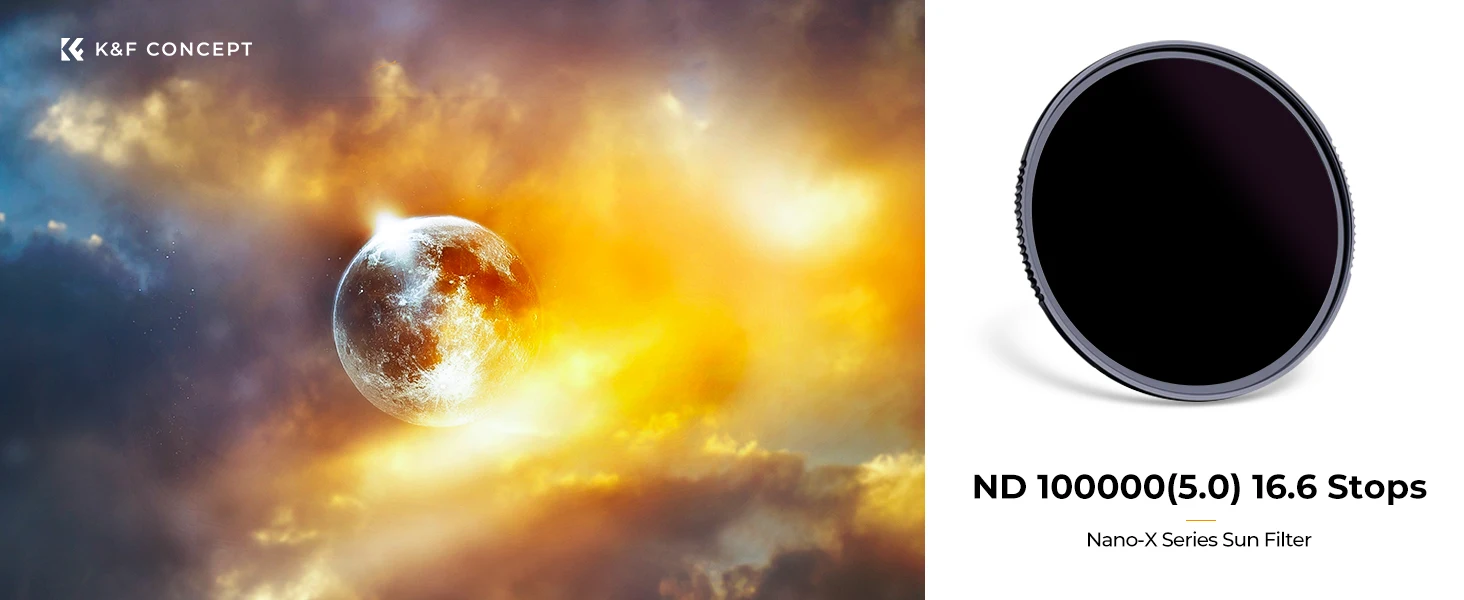 K&F Concept 67mm ND 100000 Solar Corona Solar Eclipse Sunspot Filter 77mm 82mm Filter NANO-X 49mm 52mm 55mm 58mm 62mm 72mm 95mm – Detail 2