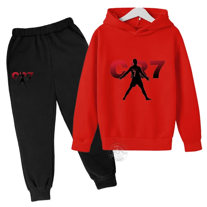 2024 Boys Spring and Autumn Football Idol CR7 clothing 2 hoodies + pantsuits Children 3-13 years old casual sportswear children\'