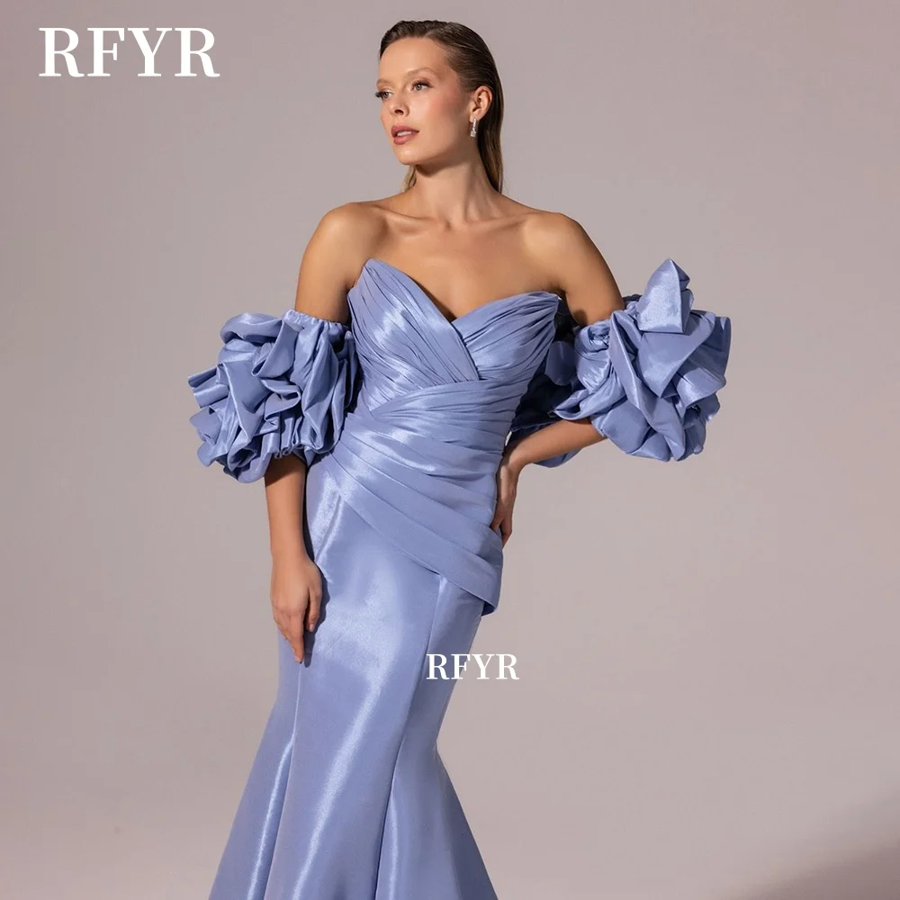 

RFYR Mermaid Prom Dress Off Shoulder Evening Party Dress for Women 3D Flowers Gala Dress مناسبة رسمية Customized