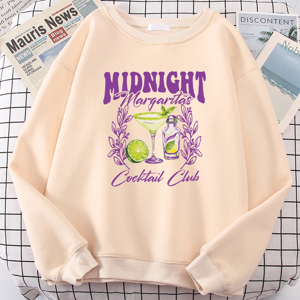 

Midnight Margaret Cocktail Club Print Woman Sweatshirts Fleece Comfortable Pullover Fashion Soft Top Autumn Warm Sportswear