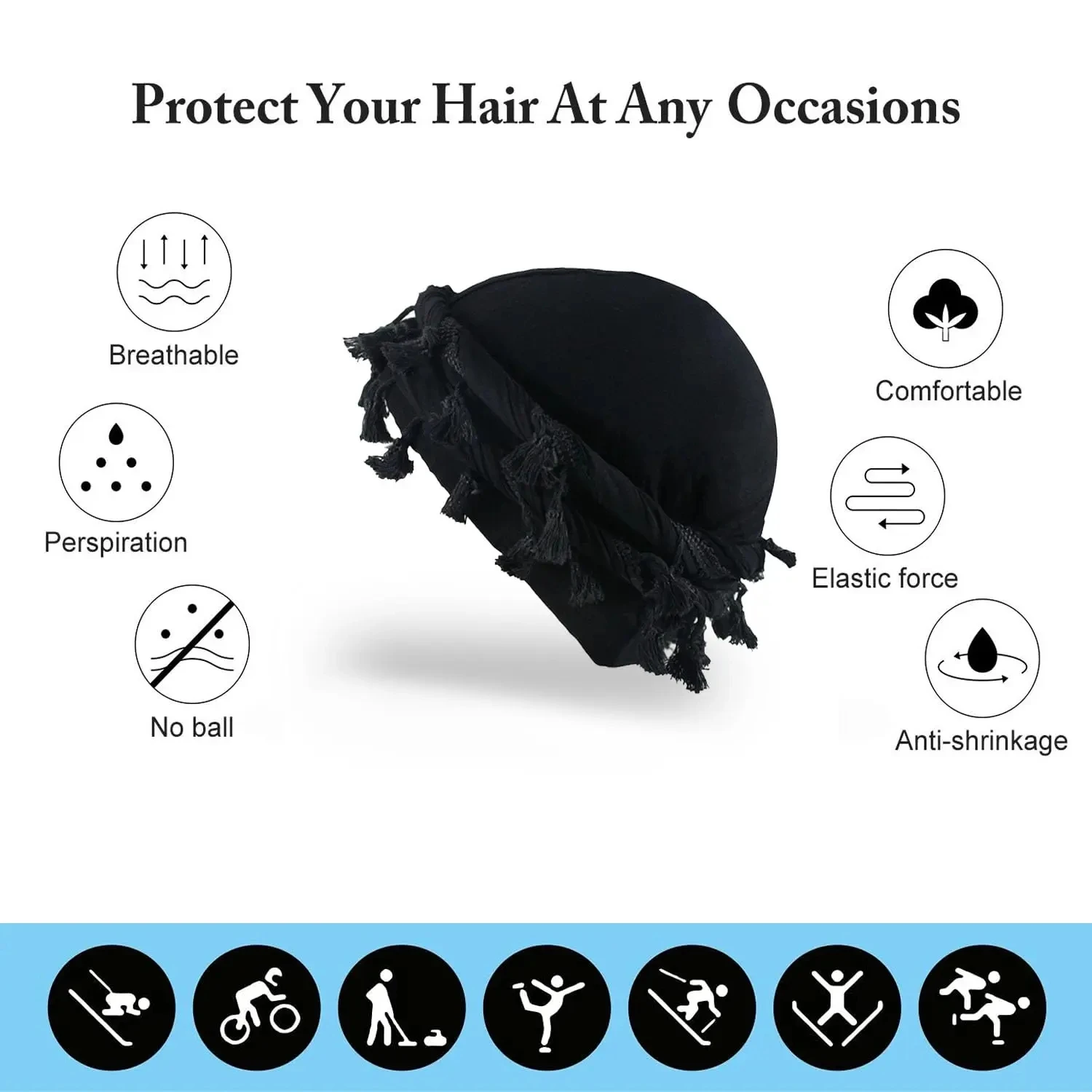 Pullover Turban For Men Hat Vintage Head Wraps For Men Stretch Modal And Satin Turban Scarf Tie For Hair