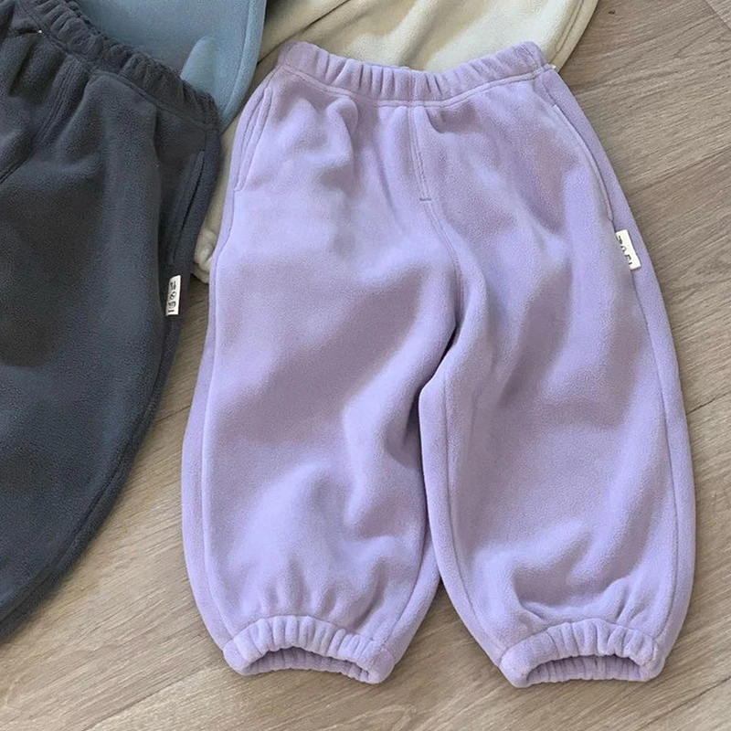 Girl Boy Pants Autumn Winter New 2024 Solid Casual Motion Sweatpants Casual Simple Fashion Sweet Korean Active Vintage Cute Soft