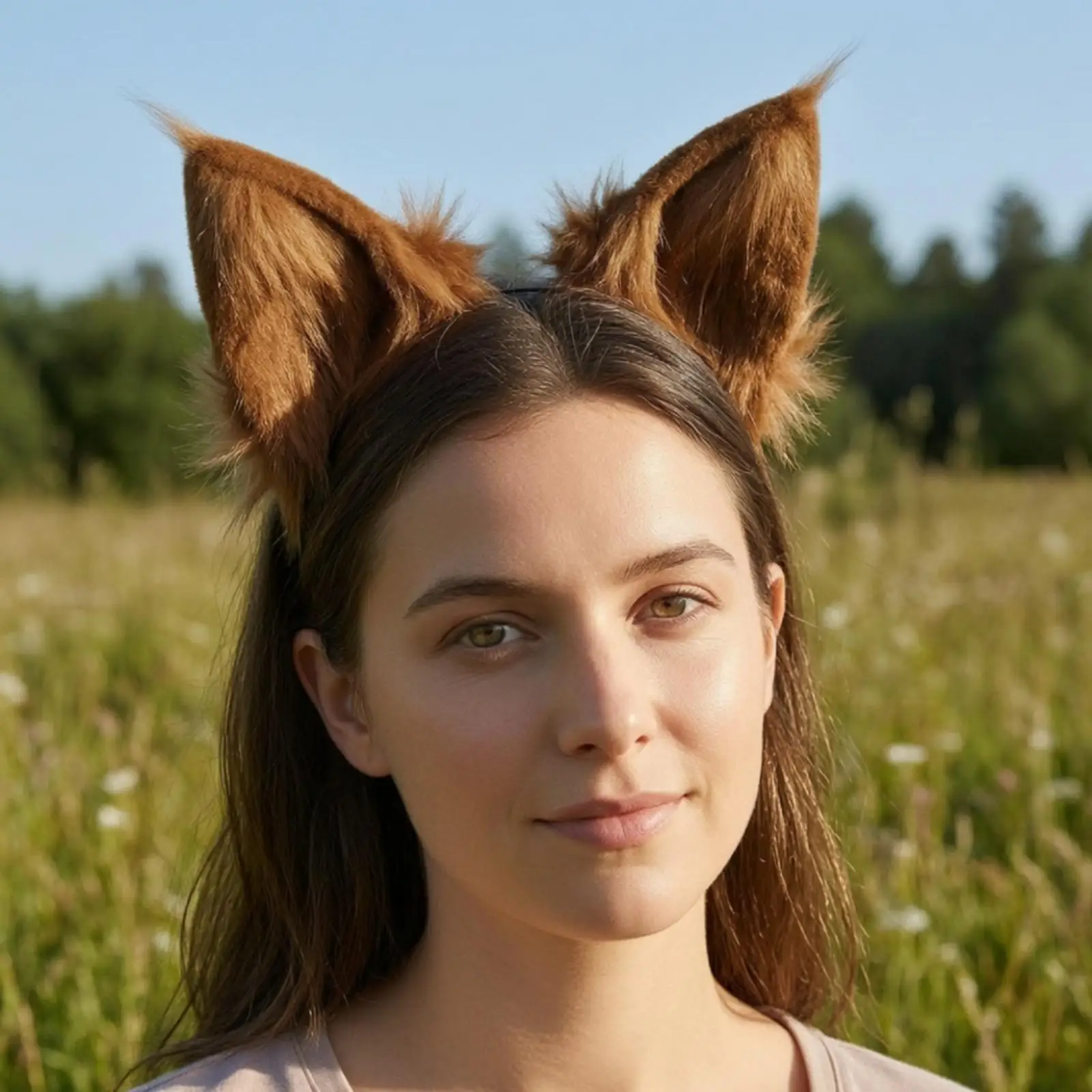 Foxyear Cosplay Headband Furry Faux Hair Cat Ear Headband Soft Canine Ears Hairhoop for Cosplayers, Halloween, Themed Parties,
