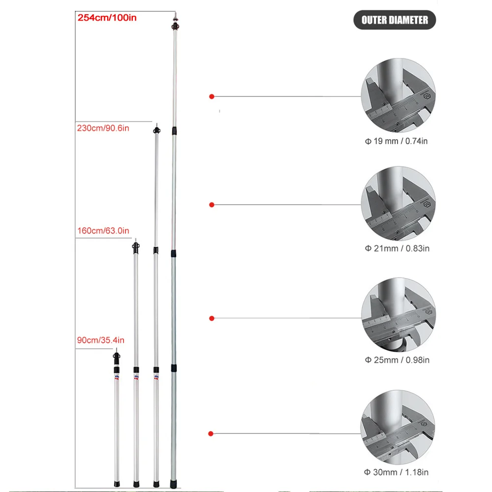 Imagem -04 - Dobrável Tenda Pólos para Acampamento ao ar Livre Alumínio Hastes para Caminhadas e Camping Ajustável