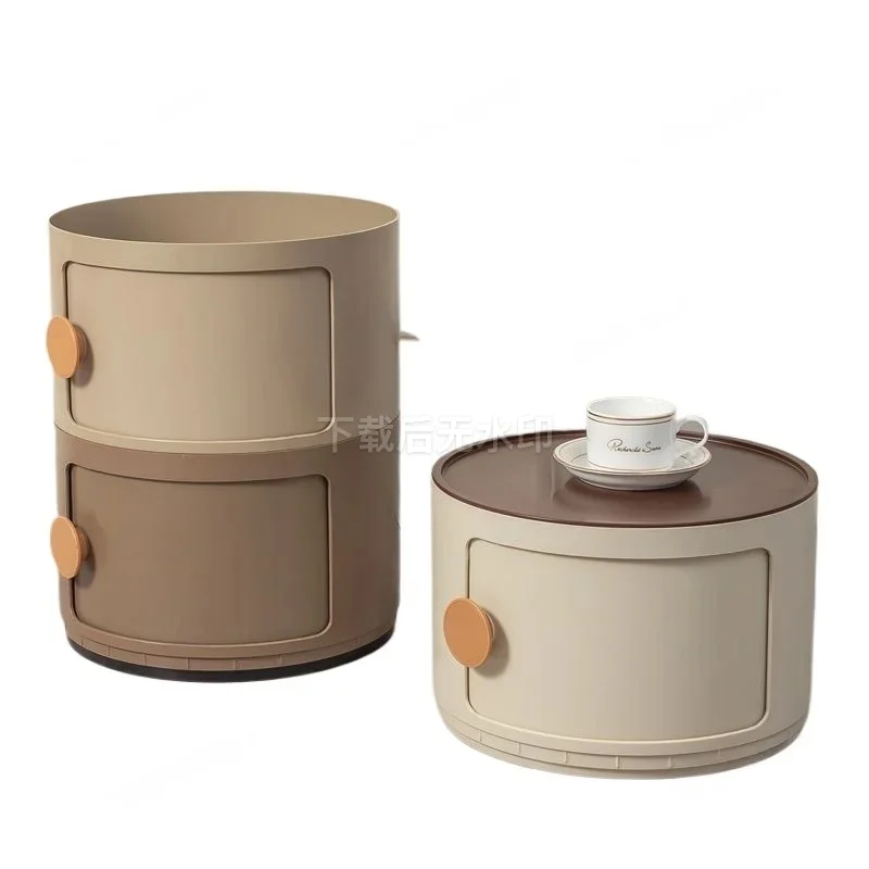 Durable Plastic RoundBedsideNightstandMulti-layerStackableStorageBoxLivingRoomDecorKidsToyClothes Daily Goods Organizing Cabinet