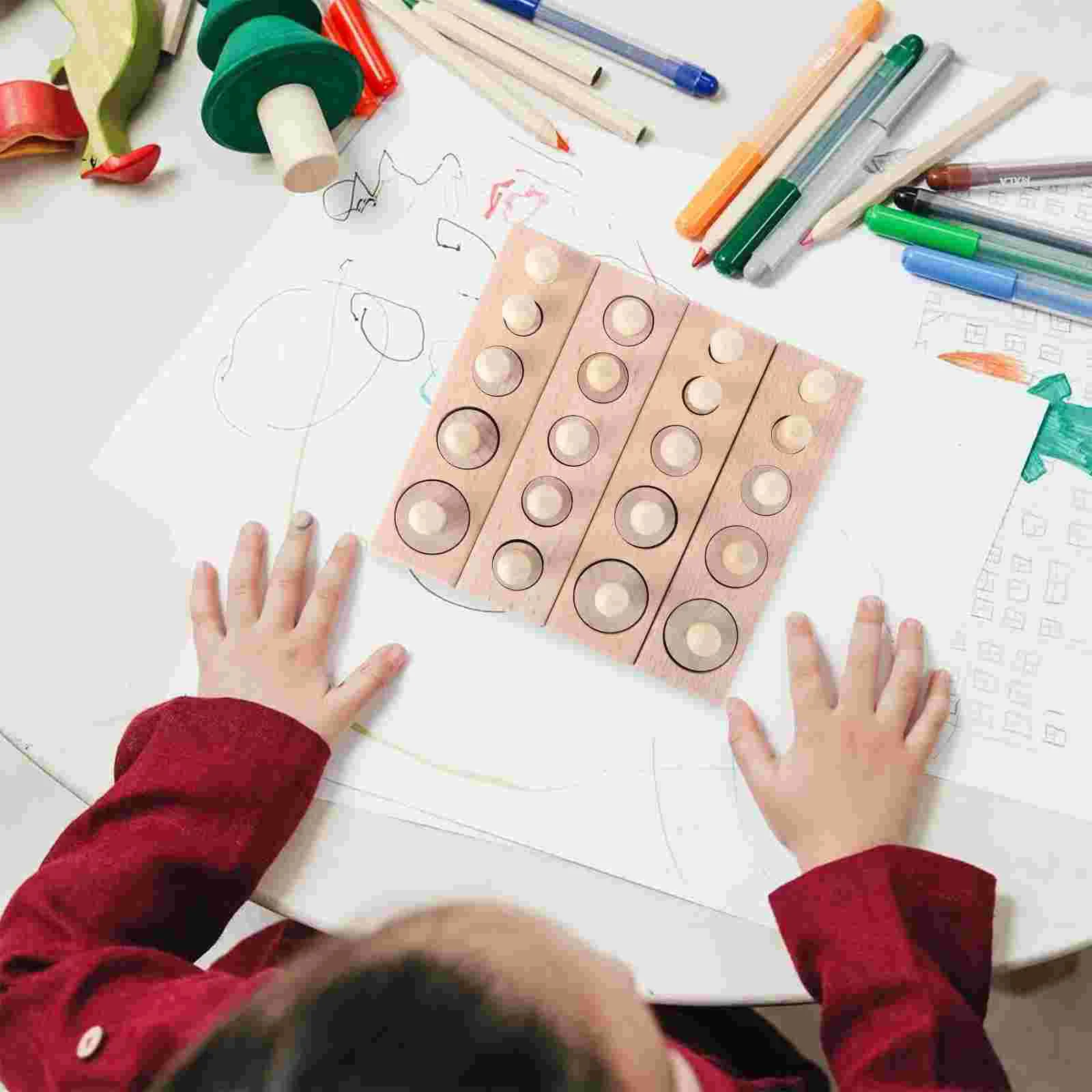 Quebra-cabeça criança brinquedos infantis cilindros knobbed montessori bambu educacional para crianças de madeira