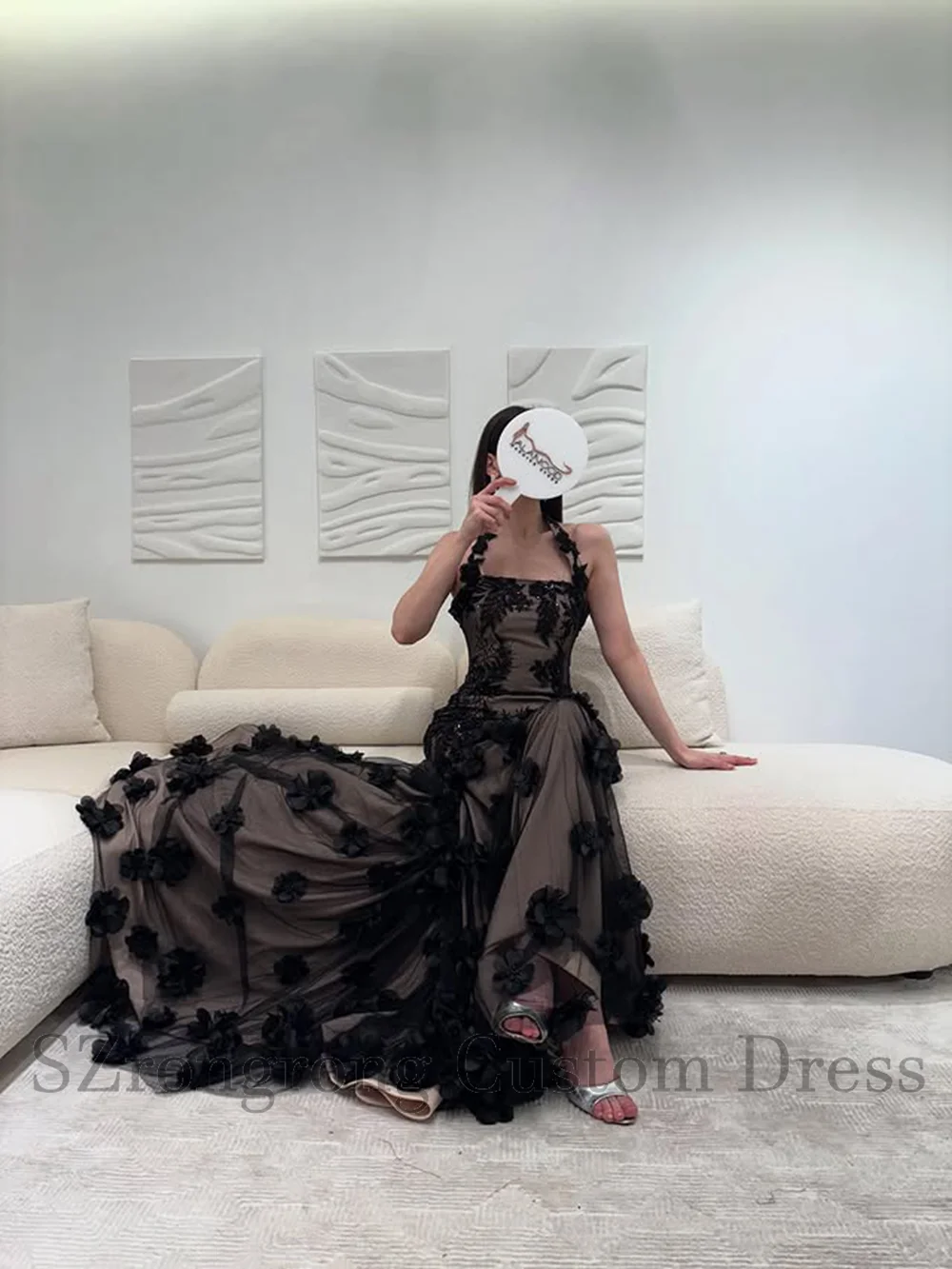 Personalizado de luxo cintas de espaguete tule rendas apliques vestido de noite para casamento rendas até voltar sereia vestido de baile com trem