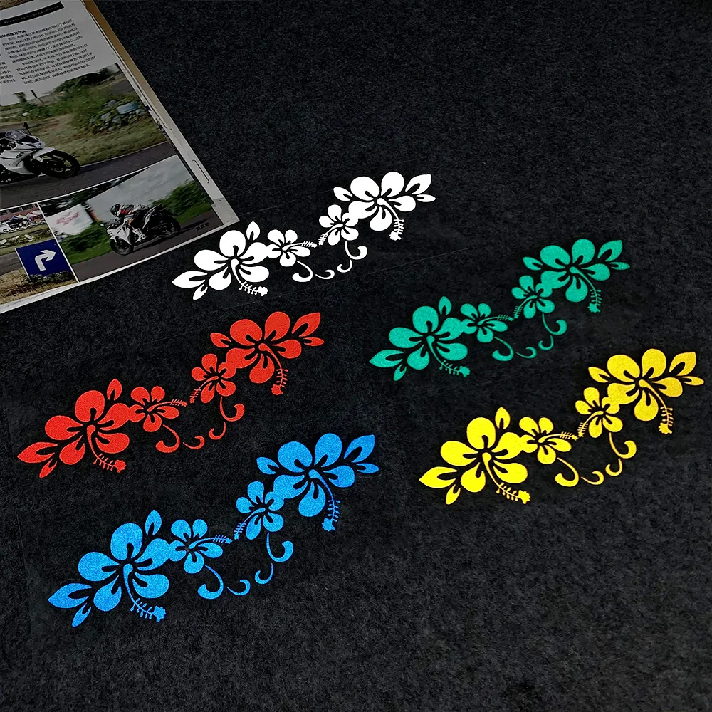 JDM Hawaiian Hibiscus Flower Odblaskowa naklejka samochodowa Dekoracja motocykla Skuter Karoseria Okno Przednia szyba Zderzak Naklejka Akcesoria