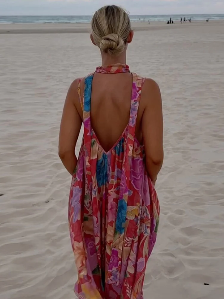 Bohemian Printed Dress Women Vacation Sg A-E Ankle-Length With Belt Dresses Female 2025 Early Spring Boho Casual Lady Robe