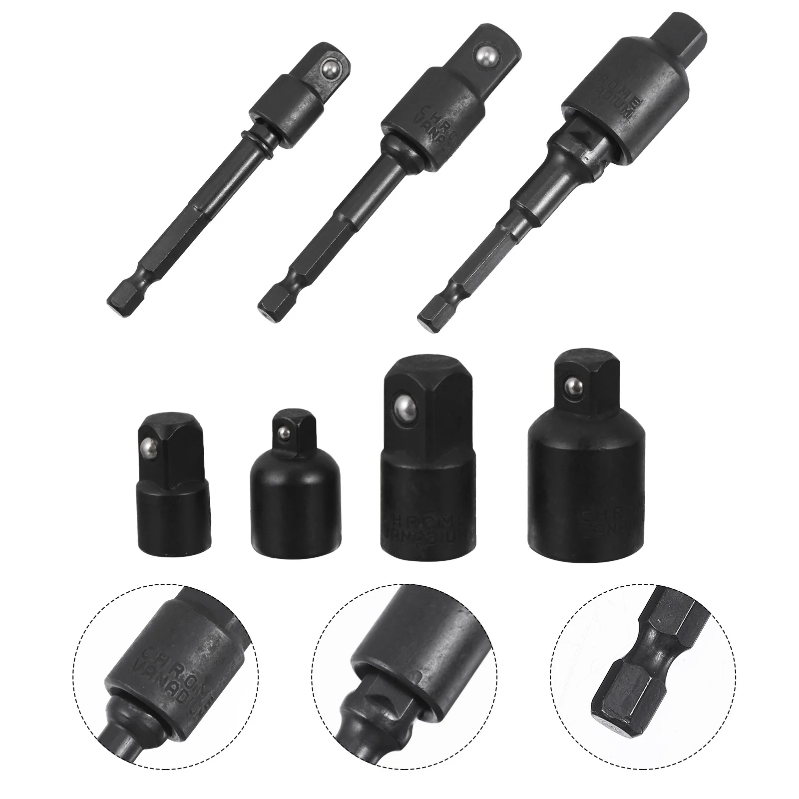 7 Uds 1/4 3/8 1/2 pulgadas llave de tubo juego de tuercas adaptador para taladro inalámbrico accesorios de conversión de acero herramienta de mano