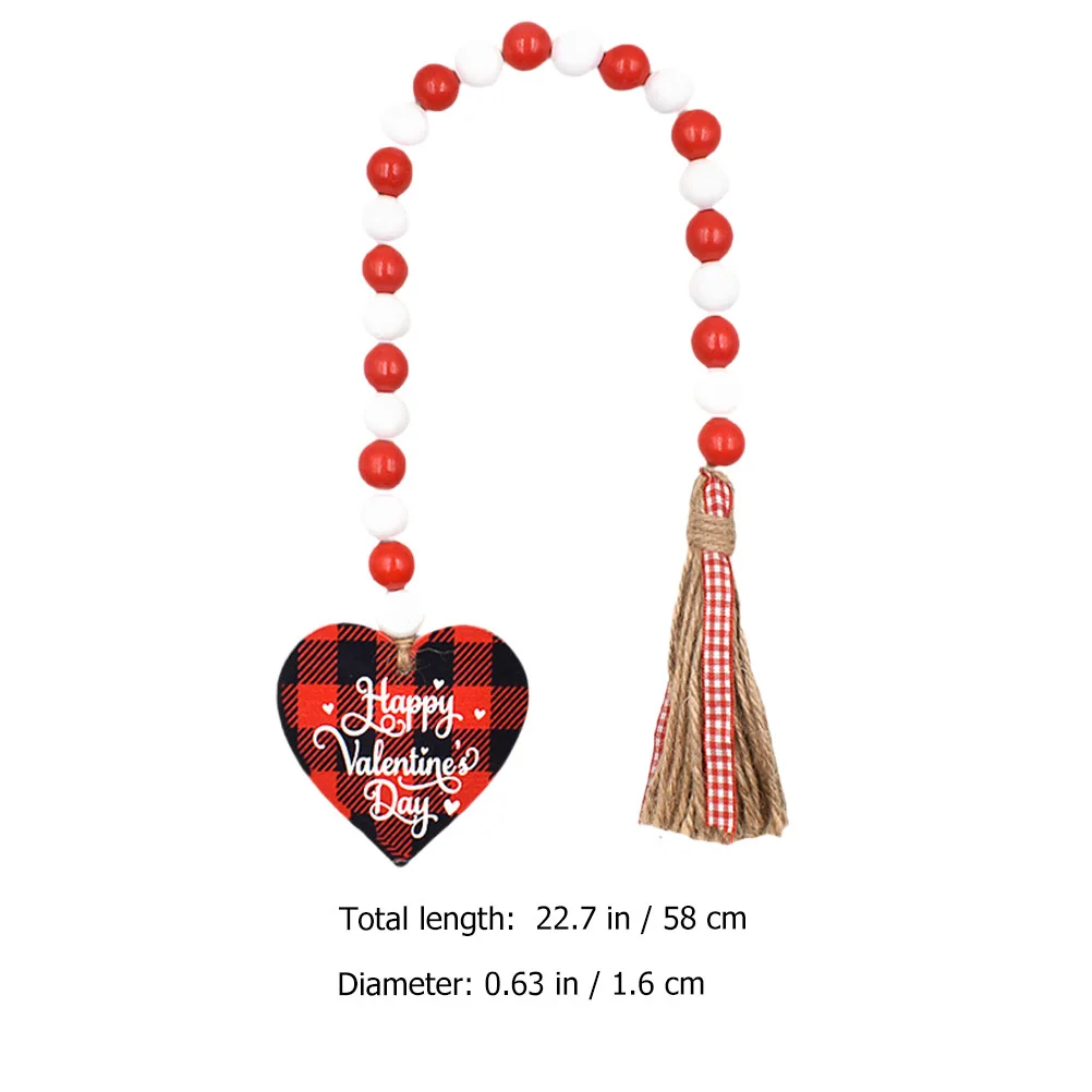 

Wood Bead Garland Tassel Valentine's Day Hanging Door Beads Rustic Heart Pendant Beaded Garland Valentine Wood Beads Garlands