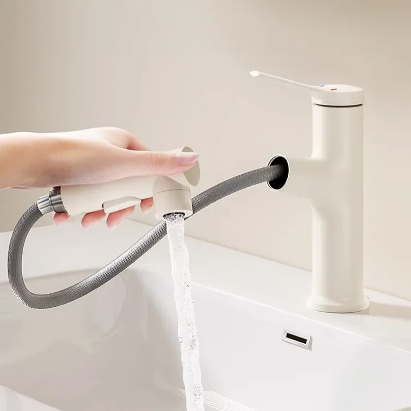 

3 Modes Basin Pull-out Faucet High-quality Wash Basin Hot and Cold Water Bathroom Toilet Wash Basin White Faucet Drop shipping