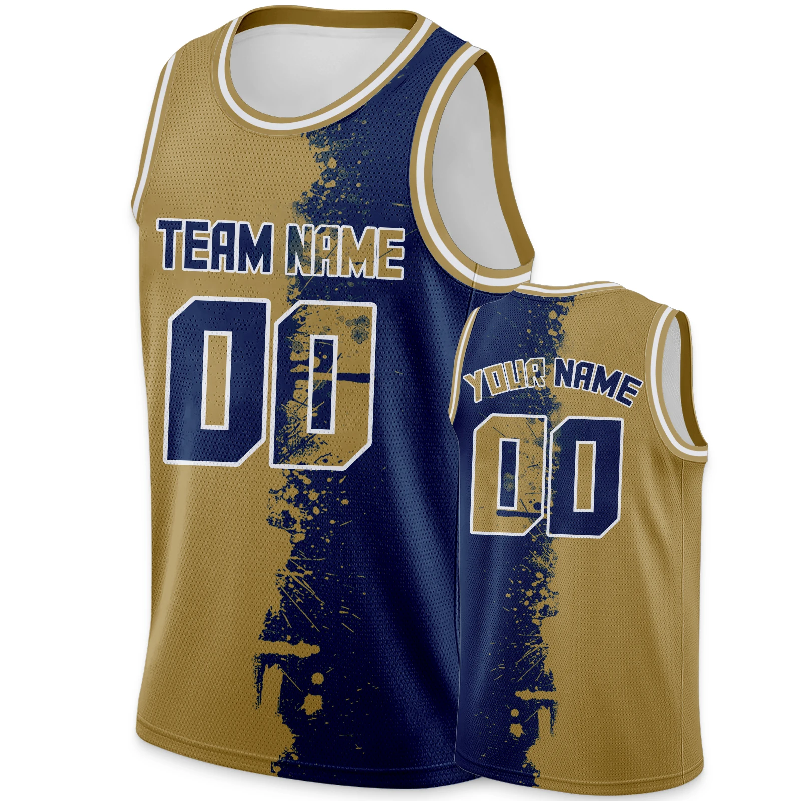 Custom Basketball Jersey Old Gold Navy Personalized Printed Team Name Number Men Women Youth Kids Sports Uniform Fans Gift S-4XL