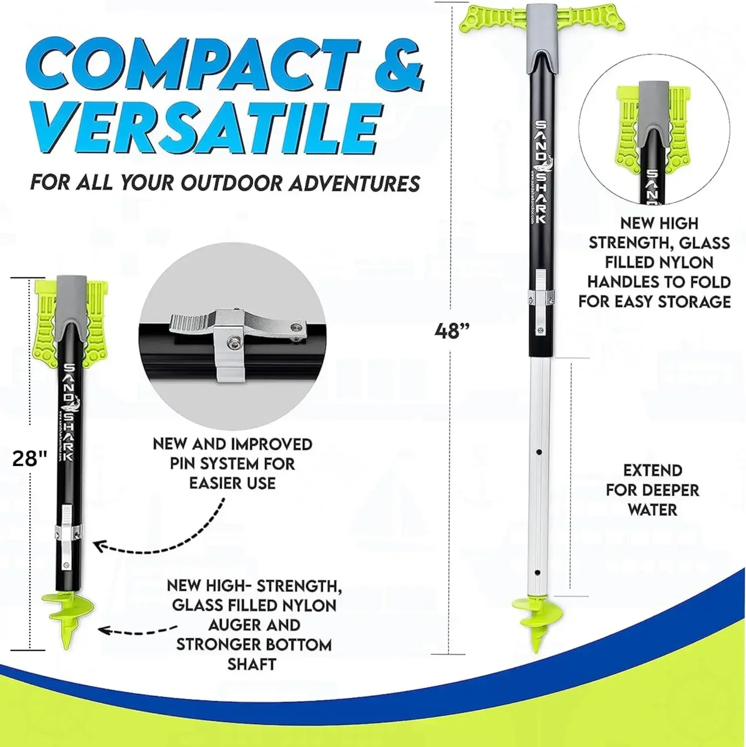 For SandShark Supersport 2.0 Boat Anchor - Shallow Water Anchor Pole - Great Jet Ski Anchor, PWC Anchor, Pontoon Boat